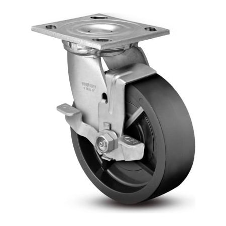 Colson Colson 4 Series Swivel Plate Caster 4.04109.839 BRK7 Polyolefin Top Lock Brake 4" Dia. 500 Lb. 4.04109.839 BRK7
